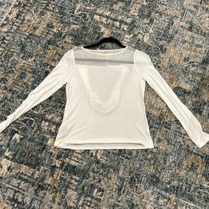 BCBG MaxAzria white long sleeve with scoop mesh back size XS